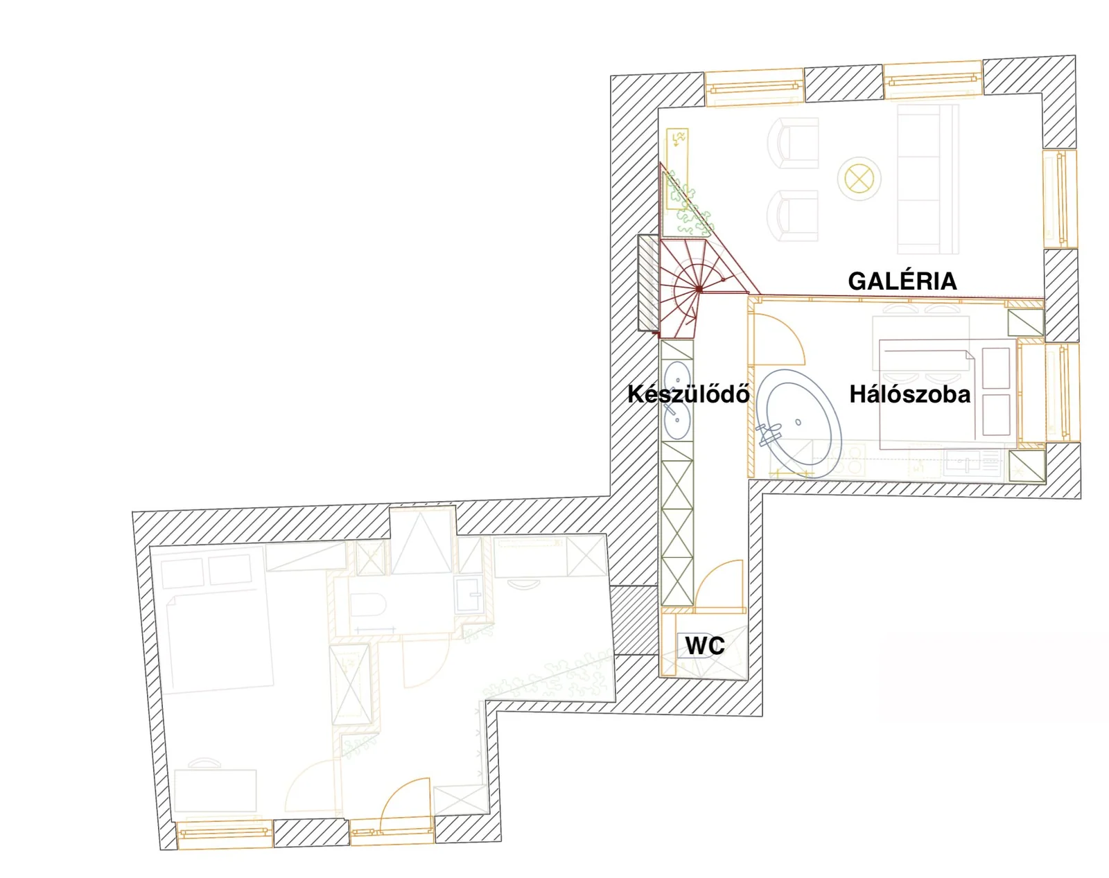 A galéria szint alaprajza